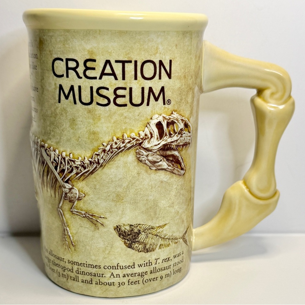 18oz Creation Museum Allosaurus Dinosaur Fossil Mug - Cream NWT